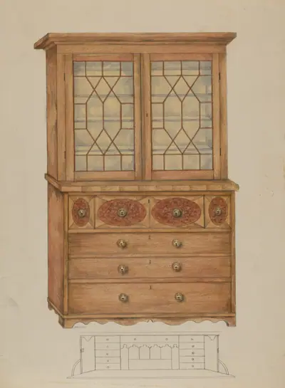 Combination Book Case, Desk, and Bureau