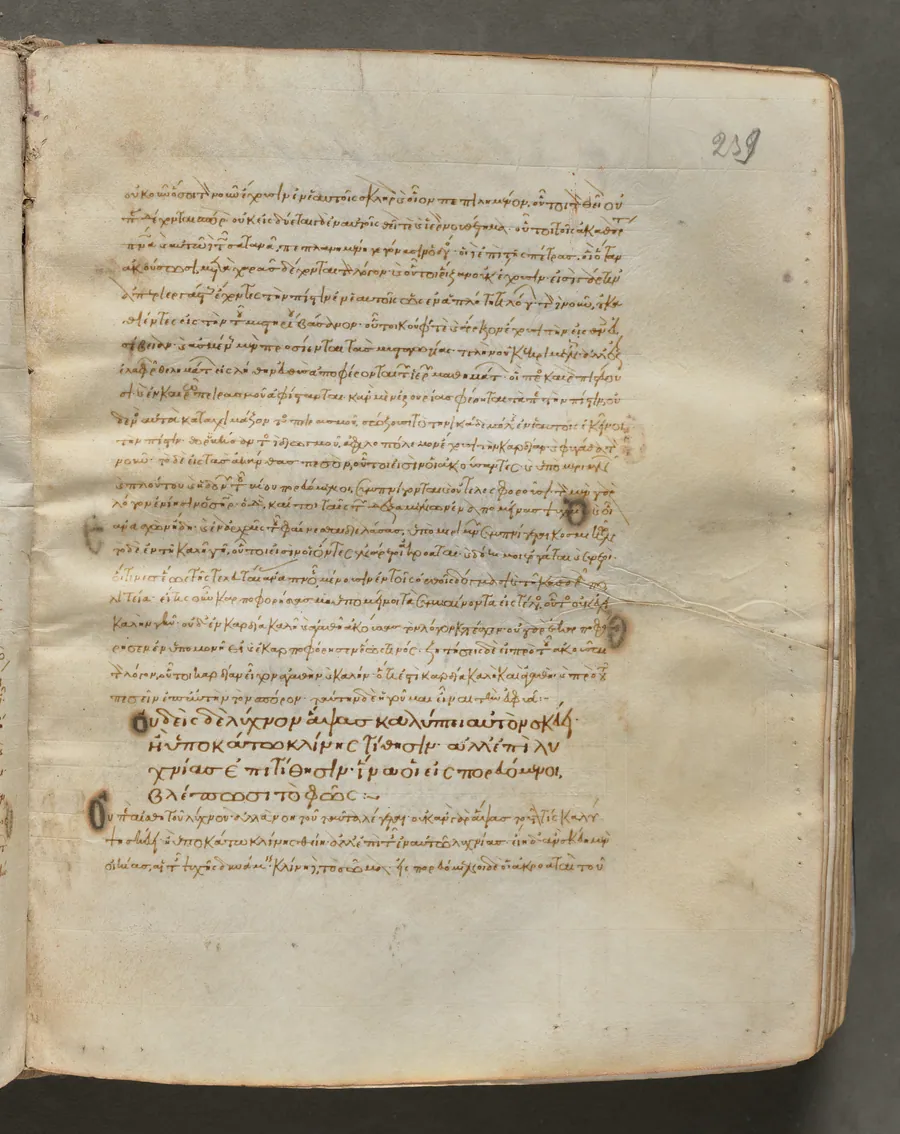 Text, folio 239 (recto), from a Gospel Book with Commentaries