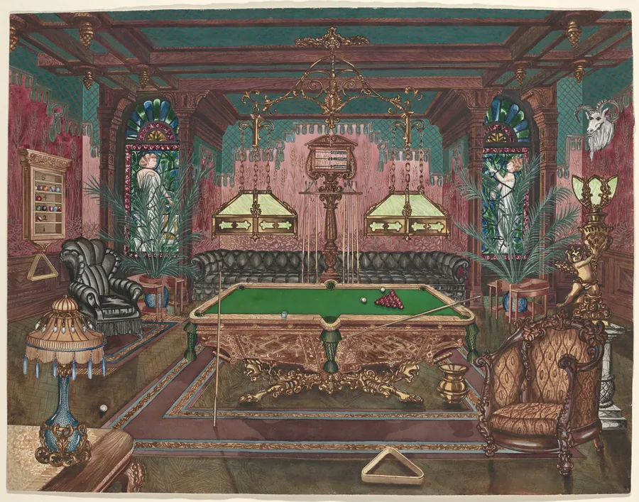 Pool Room, 1910 by Perkins Harnly