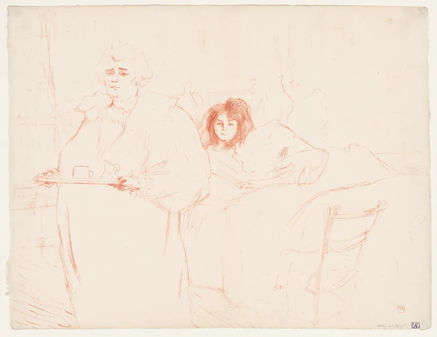 Elles: Woman Carrying a Tray, Mme. Baron and Mlle. Popo by Henri de Toulouse-Lautrec