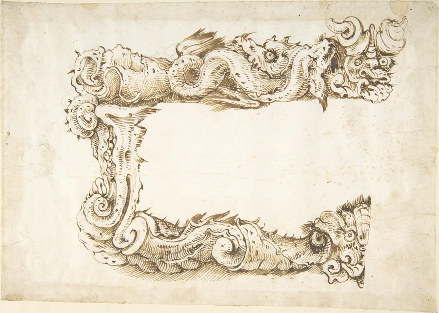 Half of a Cartouche with Monsters by Quentin Pierre Chedel