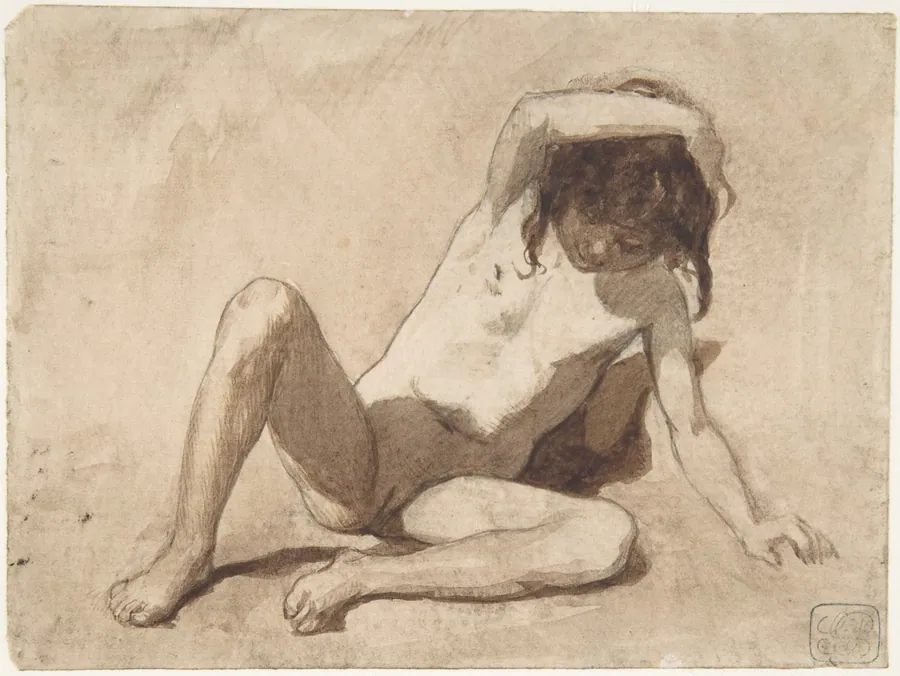 Study of a Nude Young Girl by August Xaver Karl von Pettenkofen