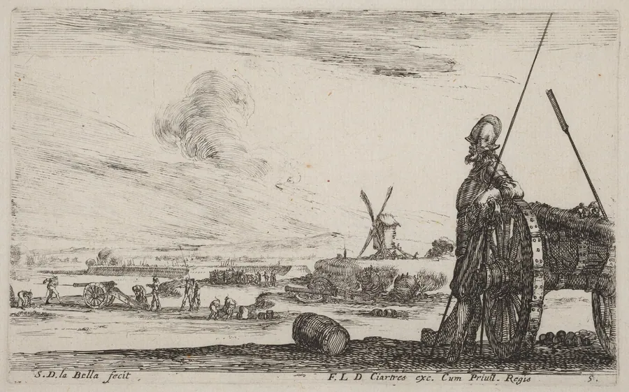 Soldier in Armor and a Cannon by Stefano Della Bella