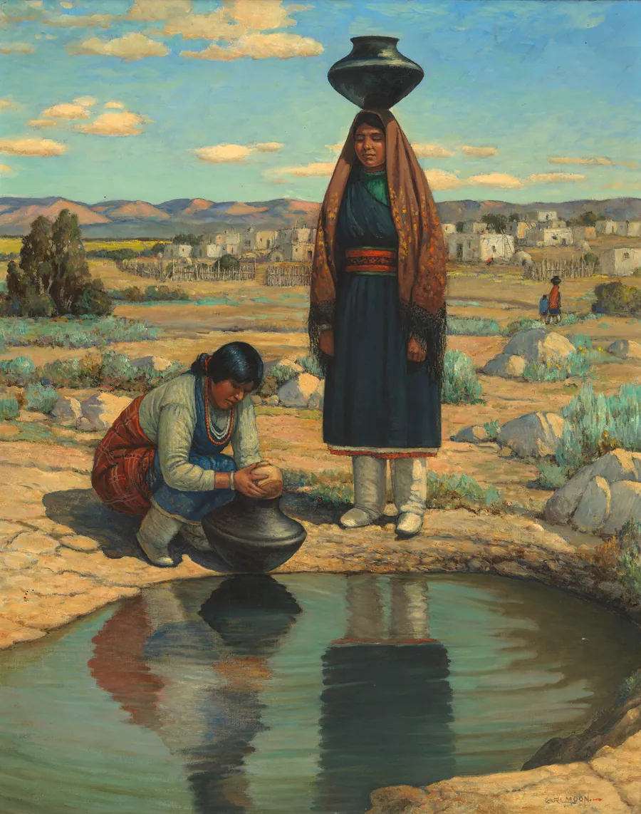 Santa Clara Women by Carl Moon, born Wilmington, OH 1879-died San Francisco, CA 1948