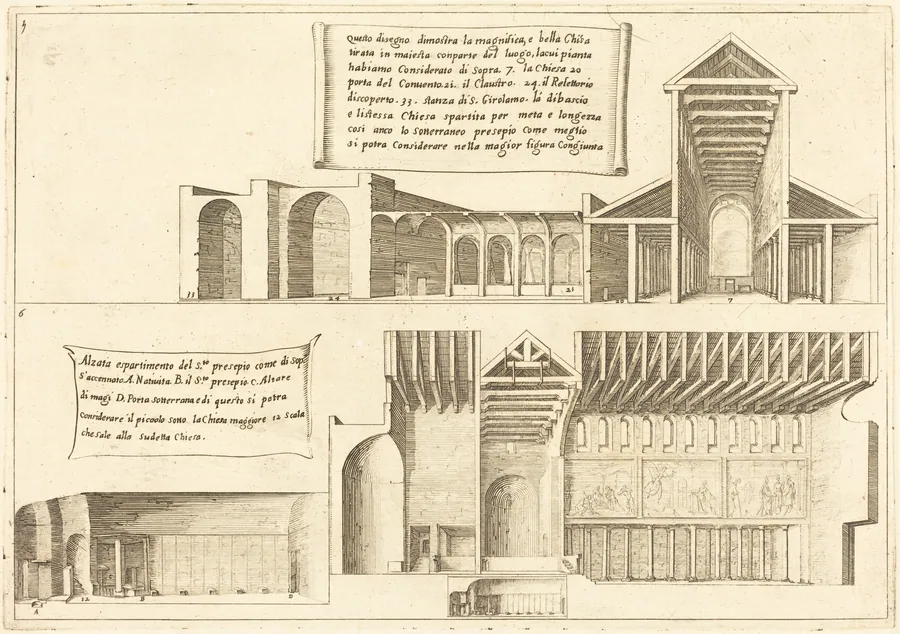 Elevation of Churches including the Holy Manger by Jacques Callot
