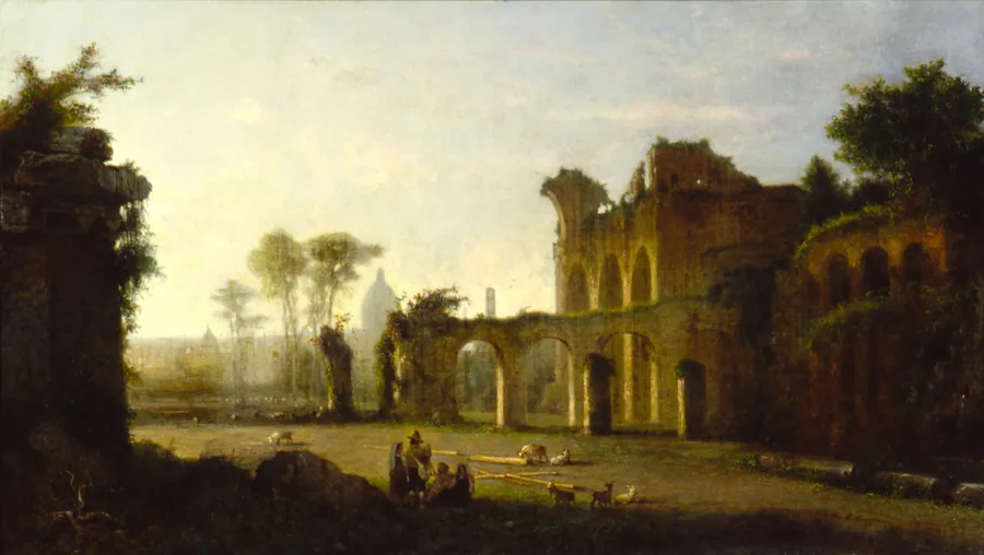 View of the Temple of Peace in the Roman Forum by George Loring Brown, born Boston, MA 1814-died Malden, MA 1889