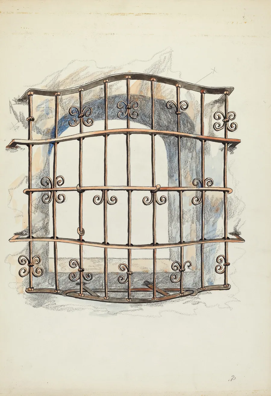 Iron Grille at Window by Harry Mann Waddell