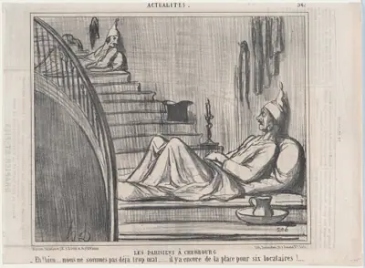 Les Parisiens à Cherbourg, from Actualités, published in Le Charivari, August 16-17, 1858