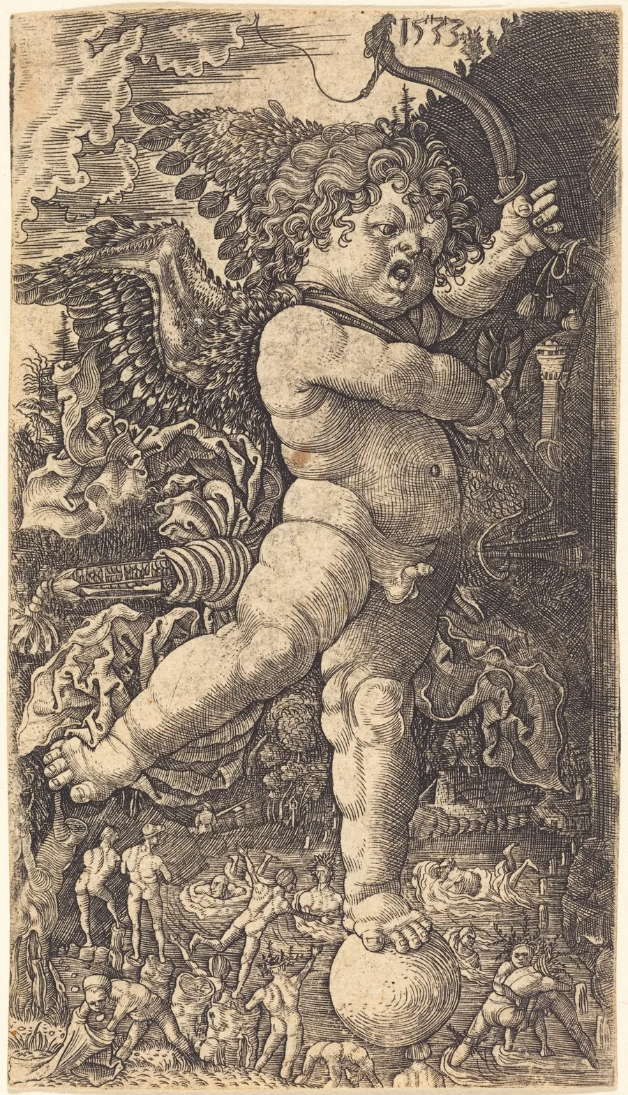 Cupid Balancing on a Globe by Master H.L.