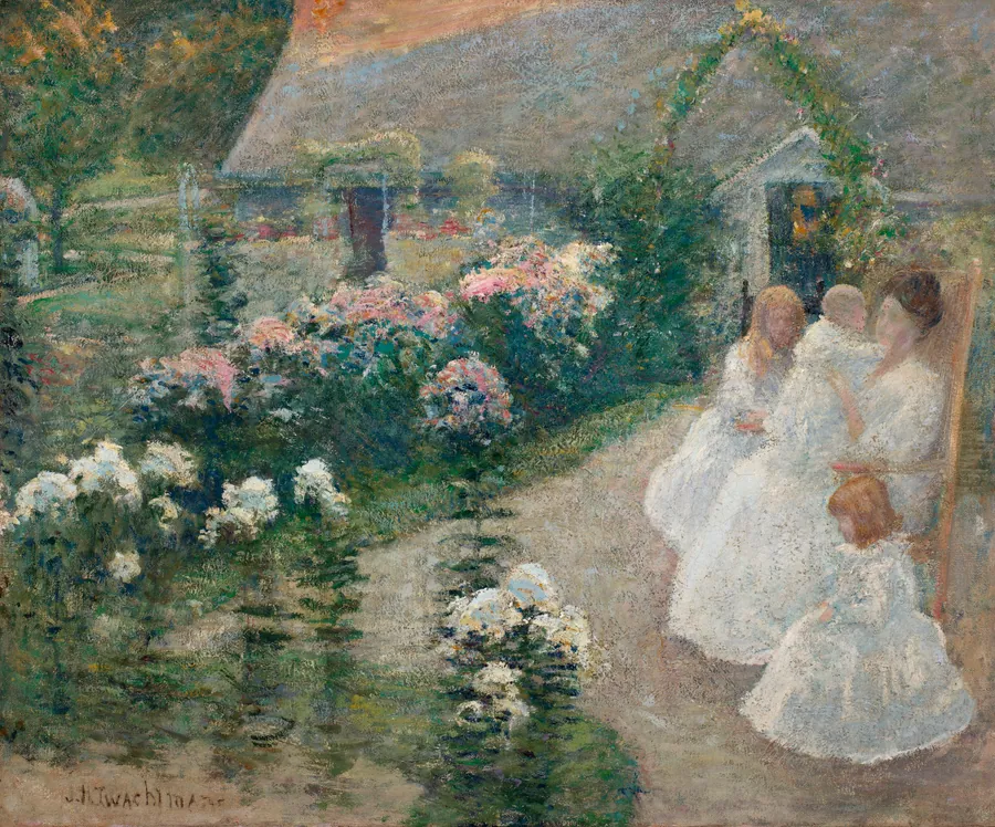 On the Terrace by John Henry Twachtman, born Cincinnati, OH 1853-died Gloucester, MA 1902