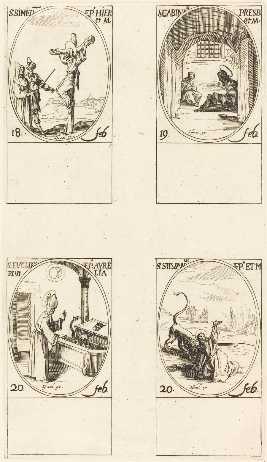 St. Simeon; St. Gabinius; St. Eucharius; St. Silvanus by Jacques Callot
