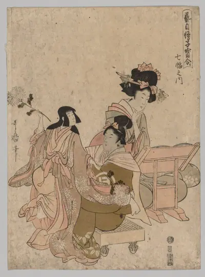 Bunraku Puppetry from the series Competition of Precious Children Proud of their Arts, Among Seven Scrolls
