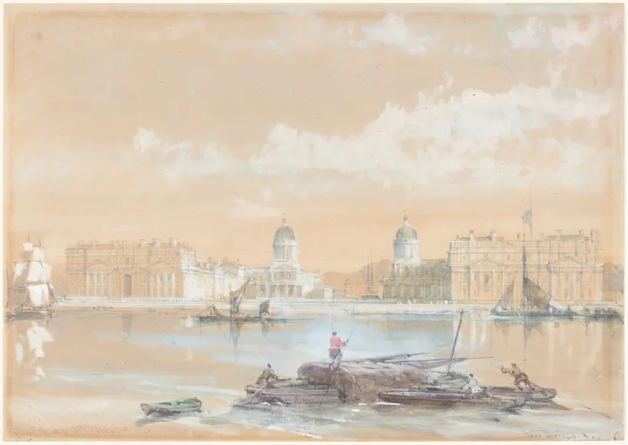 The Naval College from the River at Greenwich by David Roberts
