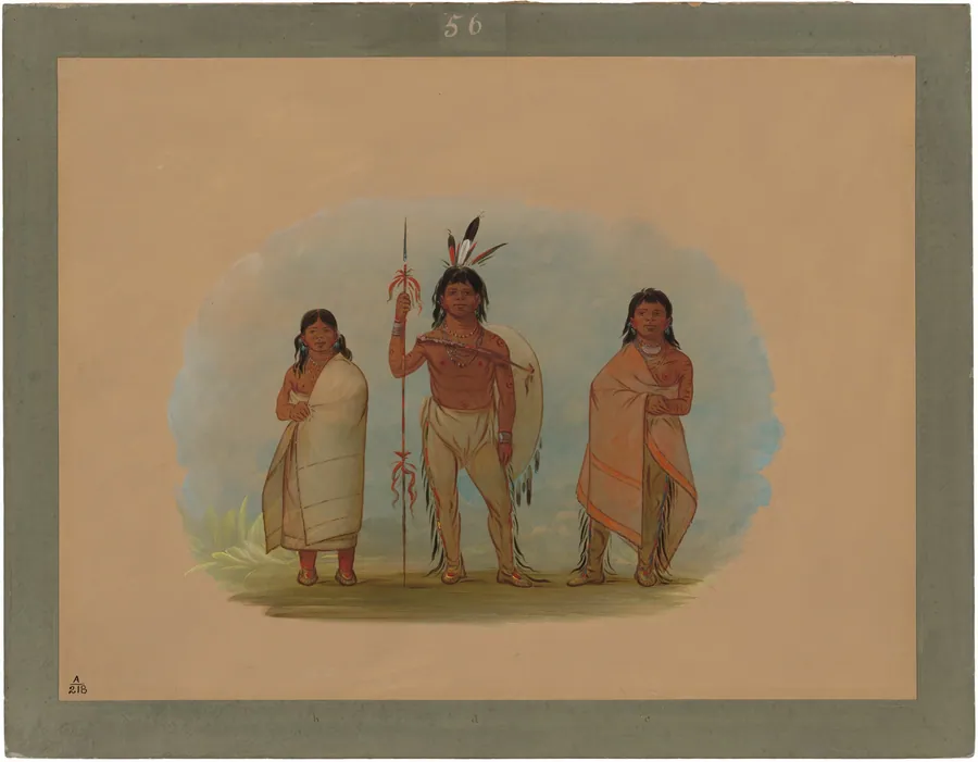 Ottowa Chief, His Wife, and a Warrior by George Catlin