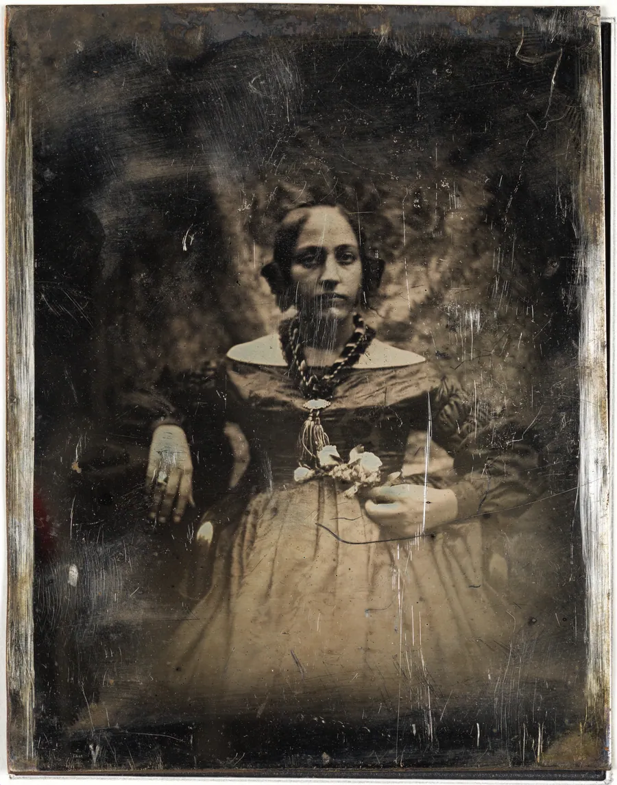 [Young Woman Holding a Flower] by Joseph-Philibert Girault de Prangey