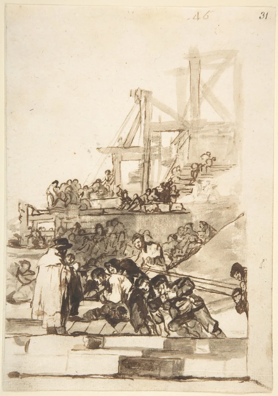 Construction; page 46 from the 'Images of Spain' album (F) by Goya (Francisco de Goya y Lucientes)