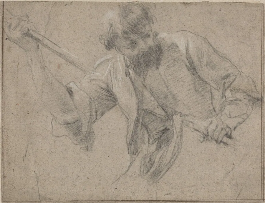 A Bearded Man with a Staff by Simon Vouet
