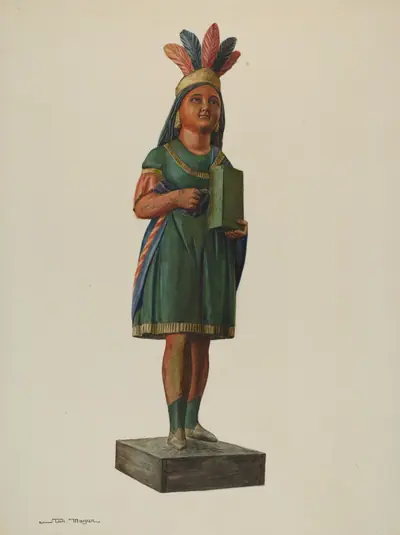 Wooden Pocahontas Store Figure