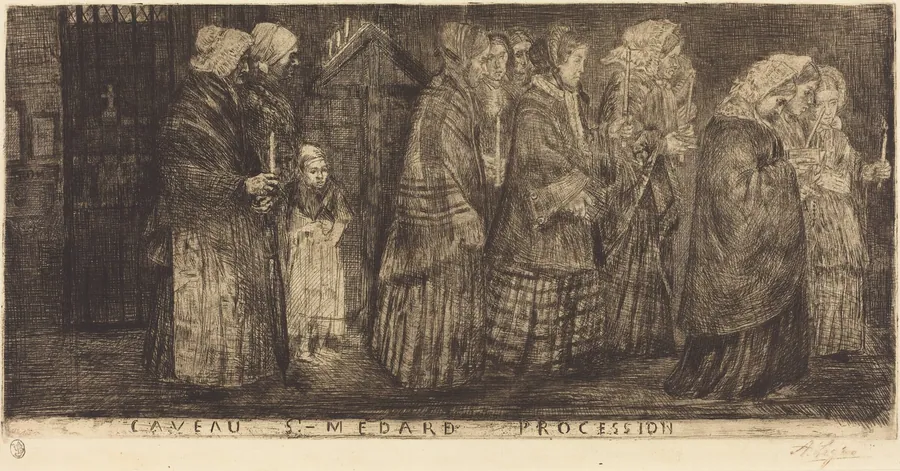 Procession in the Sepulchre of Saint Medard(Procession dans les caveaux de St.Medard) by Alphonse Legros