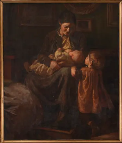 Kunstnerens hustru med to børn