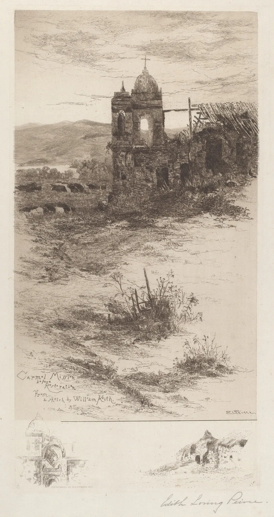 Carmel Mission Before Restoration by Edith Loring Peirce Getchell