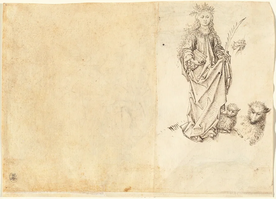 Saint Agnes (verso) by Master of the Drapery Studies