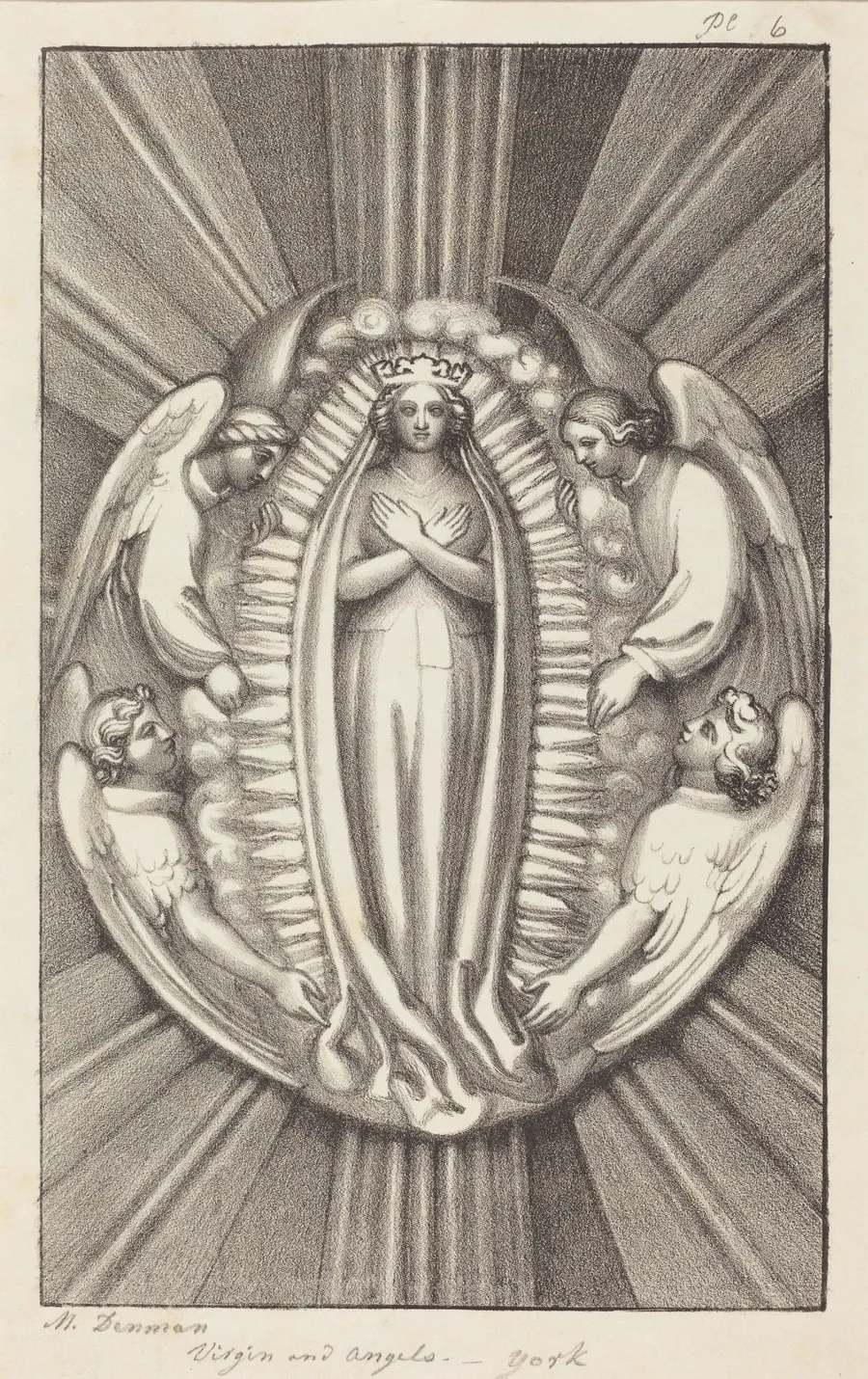 Virgin and Angels, a Key Stone in York by Maria Denman