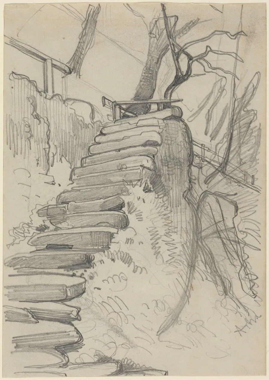 Flight of Stone Steps in a Garden by Adolph Menzel