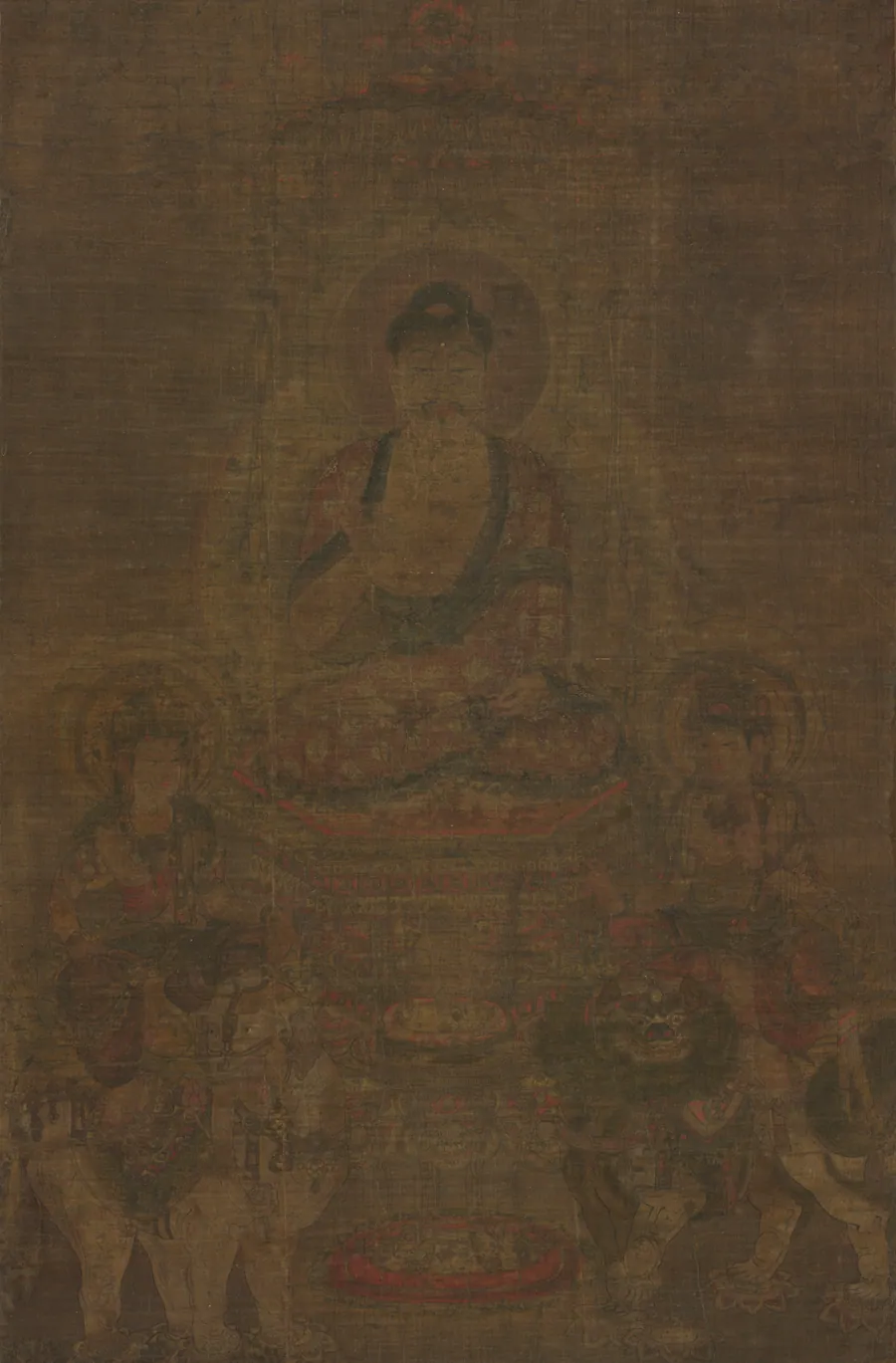 Shakyamuni Triad:  Buddha Attended by Manjushri and Samantabhadra