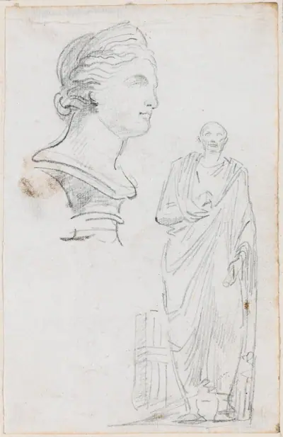 Bust of a Roman Woman and Statue of a Roman Man