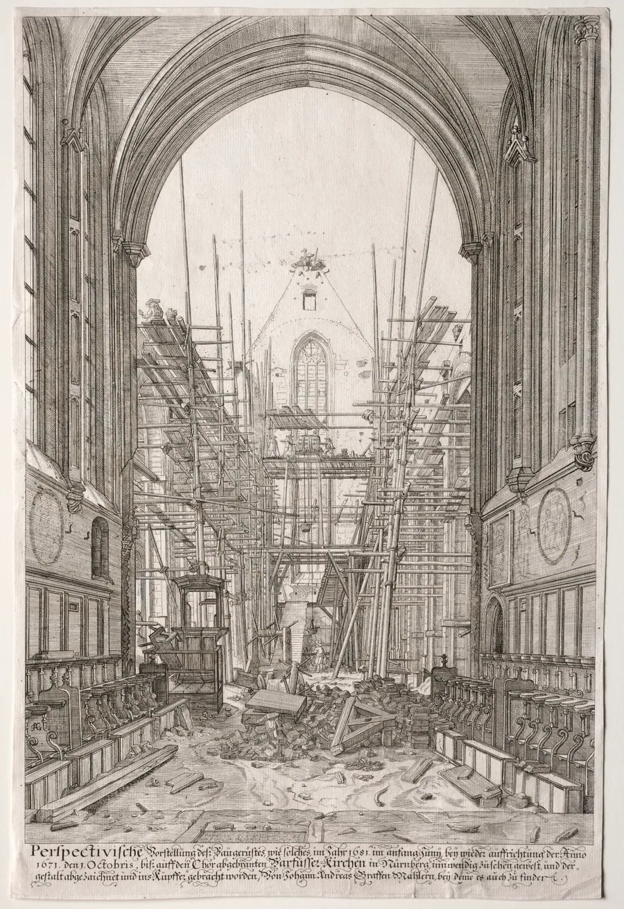 L'Art Ancien Zurich: View in the Church of the Franciscans, Barfüsser-Kirke by Johan Ulrich Krauss