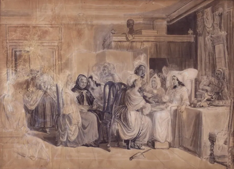 Karton til "Barselstuen" by Wilhelm Marstrand