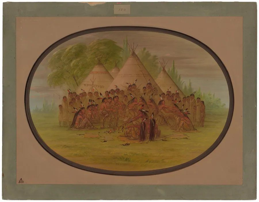 Pipe Dance - Assinneboine by George Catlin