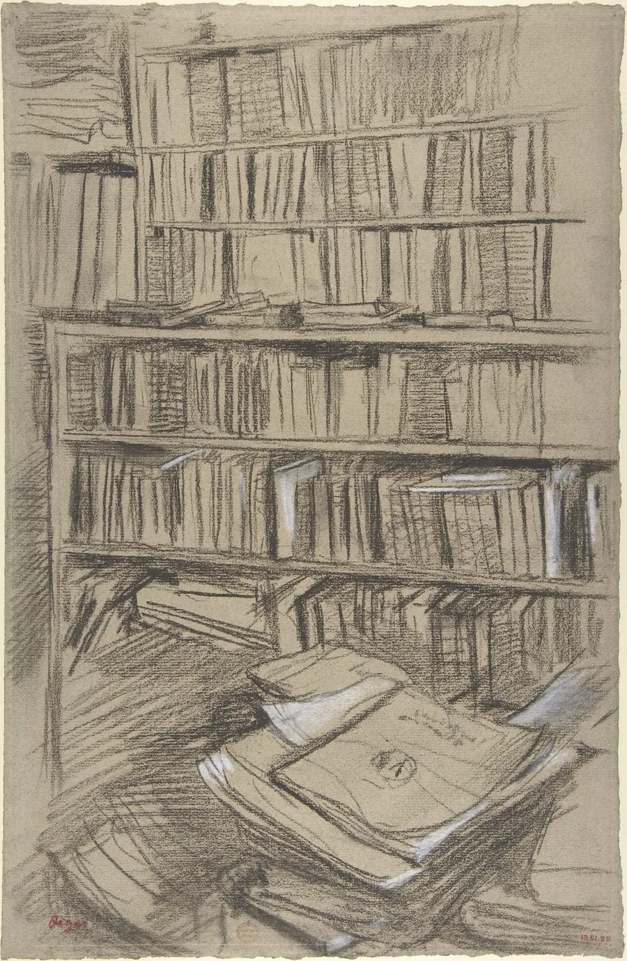 Bookshelves, Study for "Edmond Duranty" by Edgar Degas