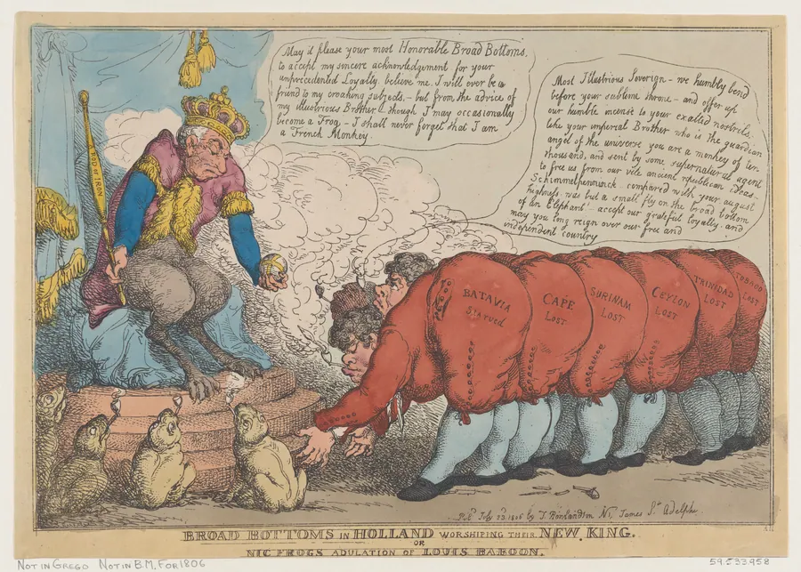 Broad Bottoms in Holland Worshiping Their New King by Thomas Rowlandson