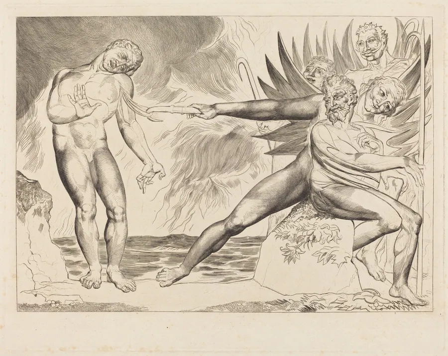 The Circle of the Corrupt Officials; the Devils Tormenting Ciampolo by William Blake