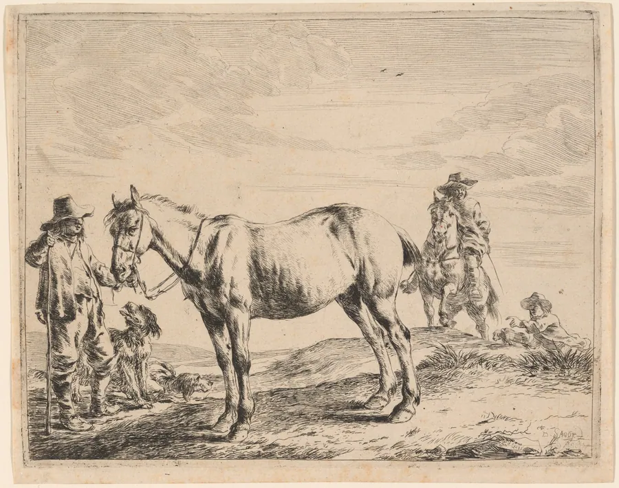 A Man Holding a Horse by His Bridle by Dirck Stoop