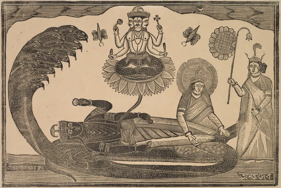 Anantasayan (Vishnu Reclining on Serpent Ananta) by Shri Gobinda Chandra Roy