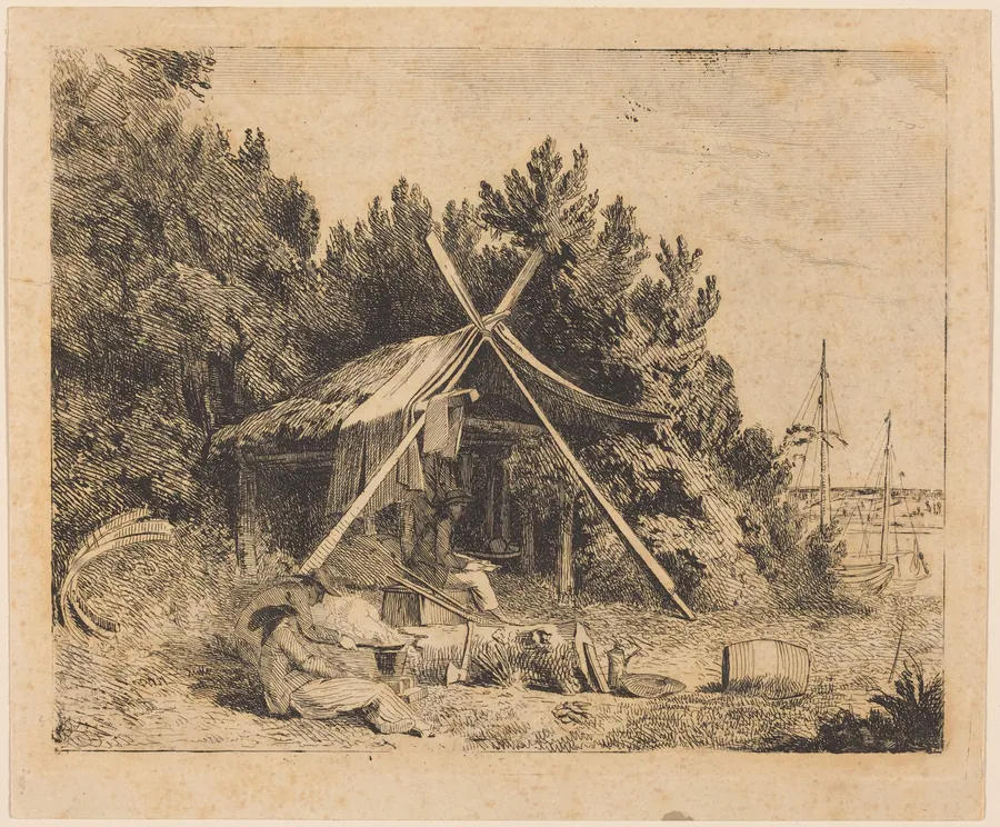 The Camp of Stothard, Blake, Ogleby by Thomas Stothard