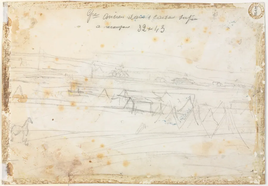 War Encampment Scene (verso) by Constantin Guys