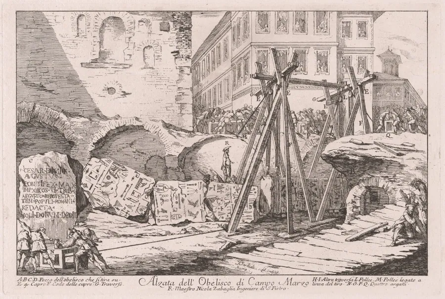 Alzata dell'Obelisco di Campo Marzio (Excavation of the Obelisk from the Campo Marzio) by Jean Barbault