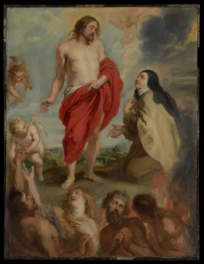 Saint Teresa of Ávila Interceding for Souls in Purgatory
