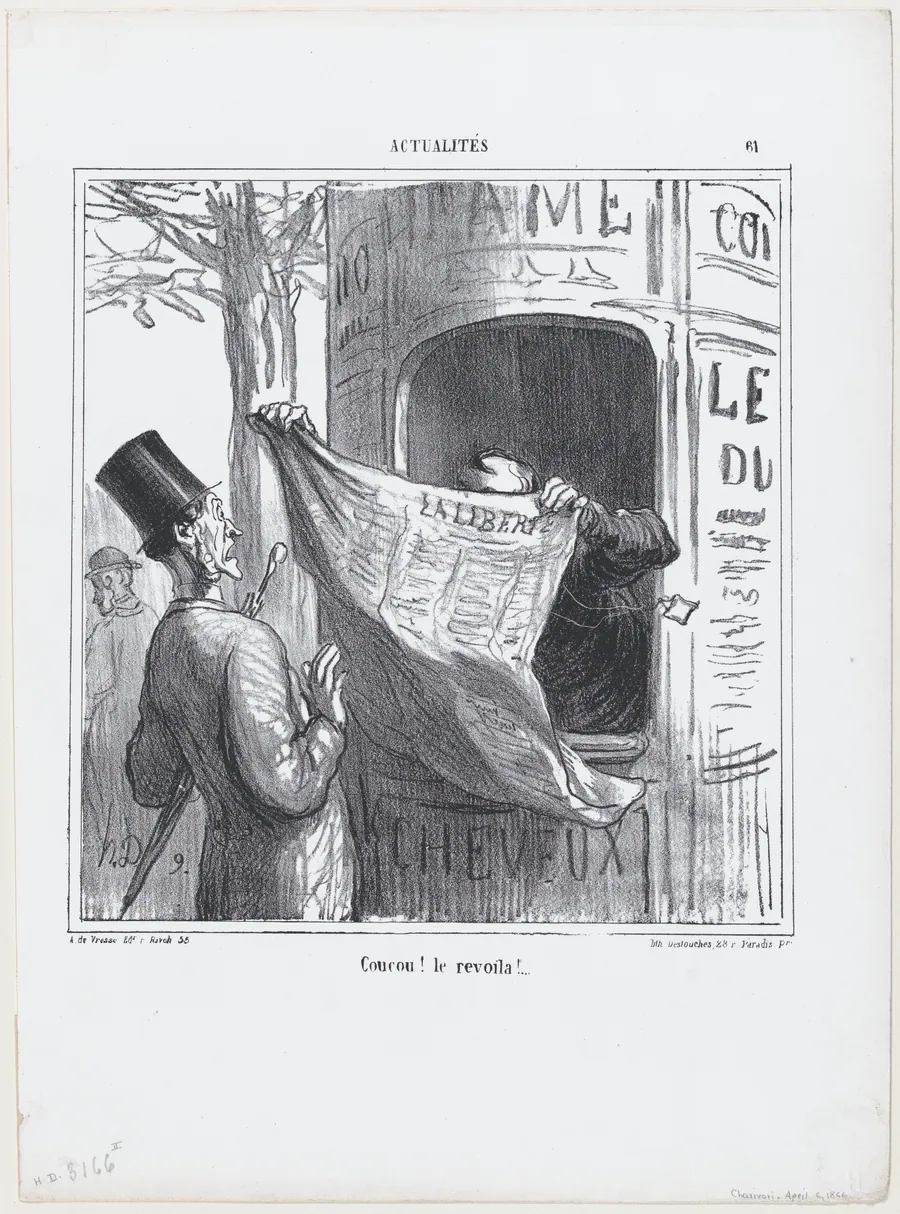 Yoohoo! here it is again!, from 'News of the day,' published in "Le Charivari" by Honoré Daumier