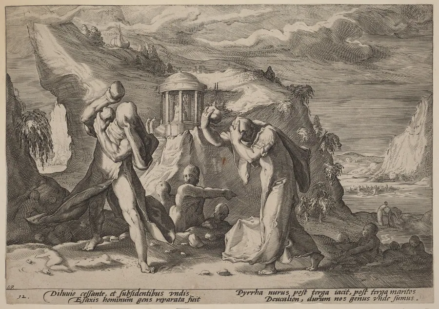 Deucalion and Pyrra Repeopling the Earth by Hendrick Goltzius