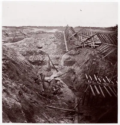 [Dead Confederate Soldier in the Trenches of Fort Mahone, Petersburg, Virginia]