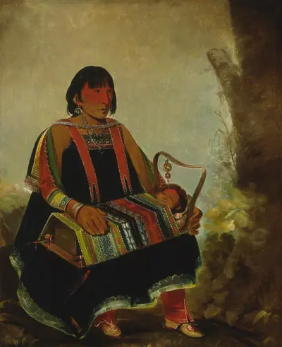 Jú-ah-kís-gaw, Woman With Her Child in a Cradle