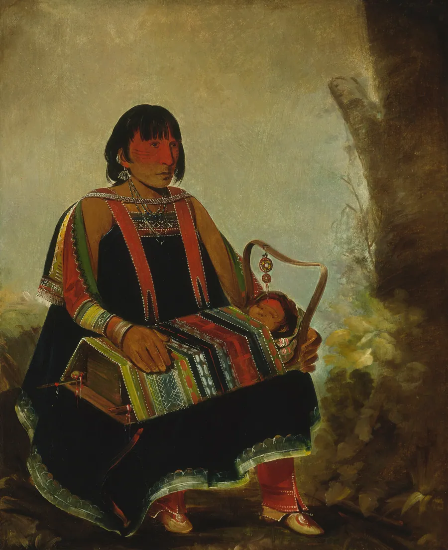Jú-ah-kís-gaw, Woman With Her Child in a Cradle by George Catlin, born Wilkes-Barre, PA 1796-died Jersey City, NJ 1872