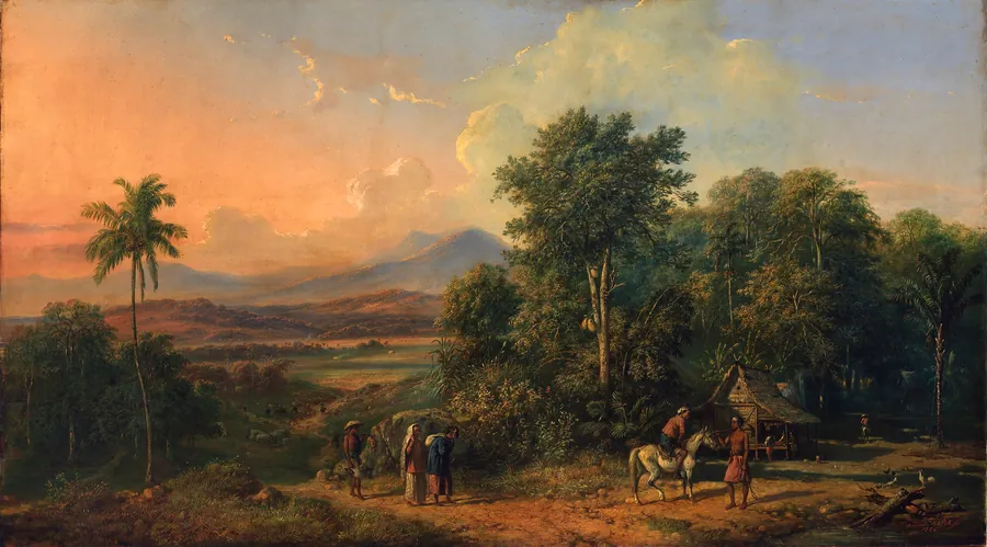 Forest and Native House by Raden Saleh, Javanese, born Semarang, Java ca. 1814-died Buitenzorg, Java 1880