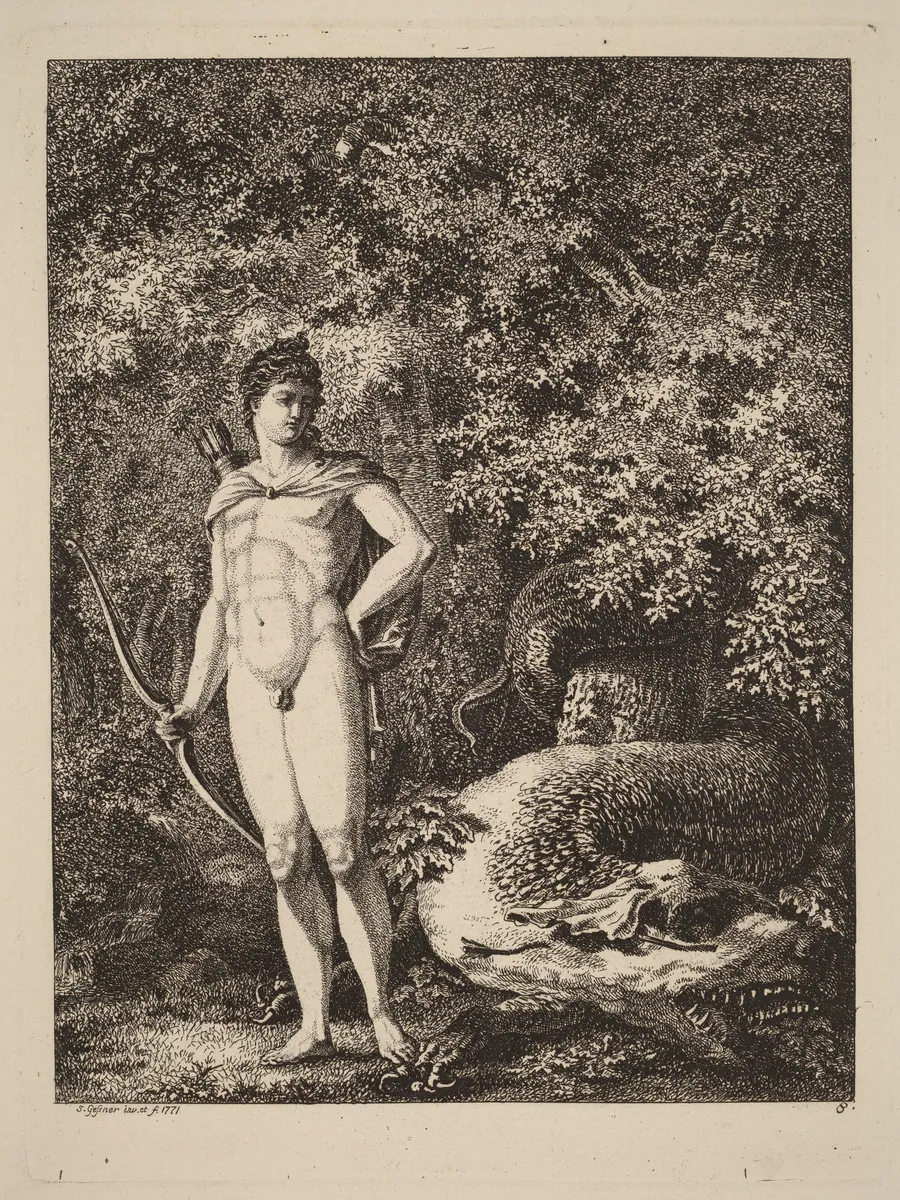 Apollo with a Bow and Dragon by Salomon Gessner