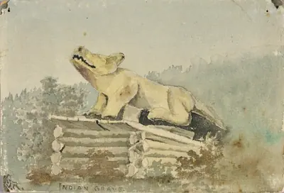 Indian Grave. Wolf Totem over Medicine Man Grave, Wrangell